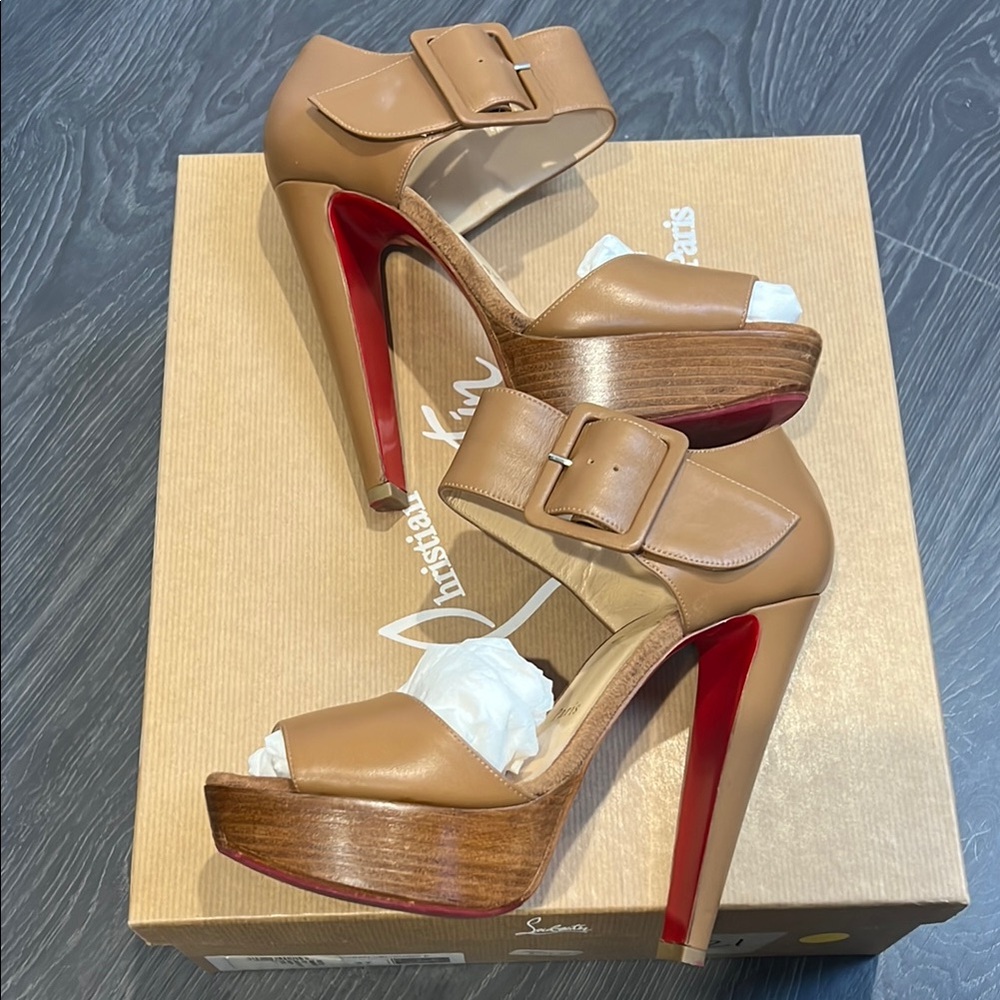 Christian Louboutin Tan Platform Heels 140mm